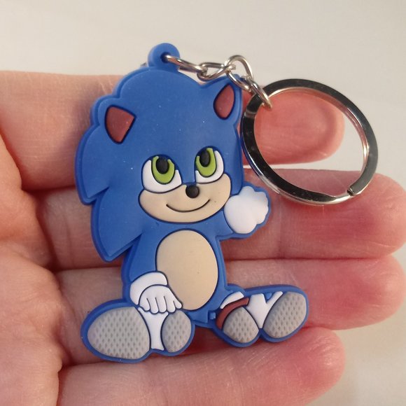 Men's Silver Sonic Hedgehog Keychain Key Ring Party Gift - Picture 1 of 3